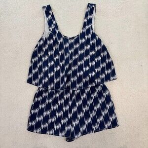 Lucca Blue and White Flowy Romper Size XS